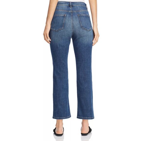 Eileen Fisher Mid Rise Cropped Boot Cut Jean Dark Wash No Distressing Size 2 - Picture 2 of 7